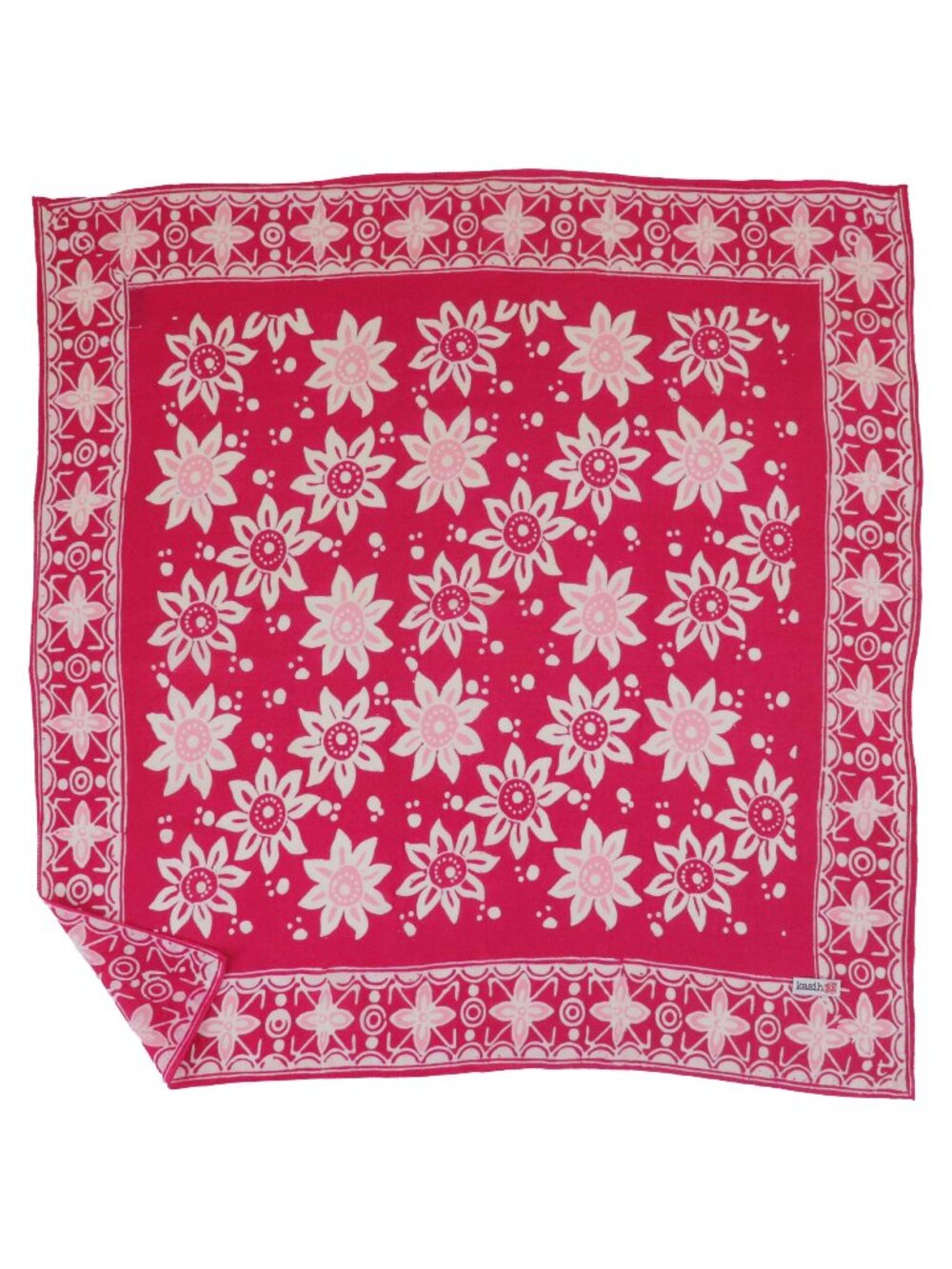 Hand Dyed Batik Bandana, Garnet Petal, Pink Red Cotton